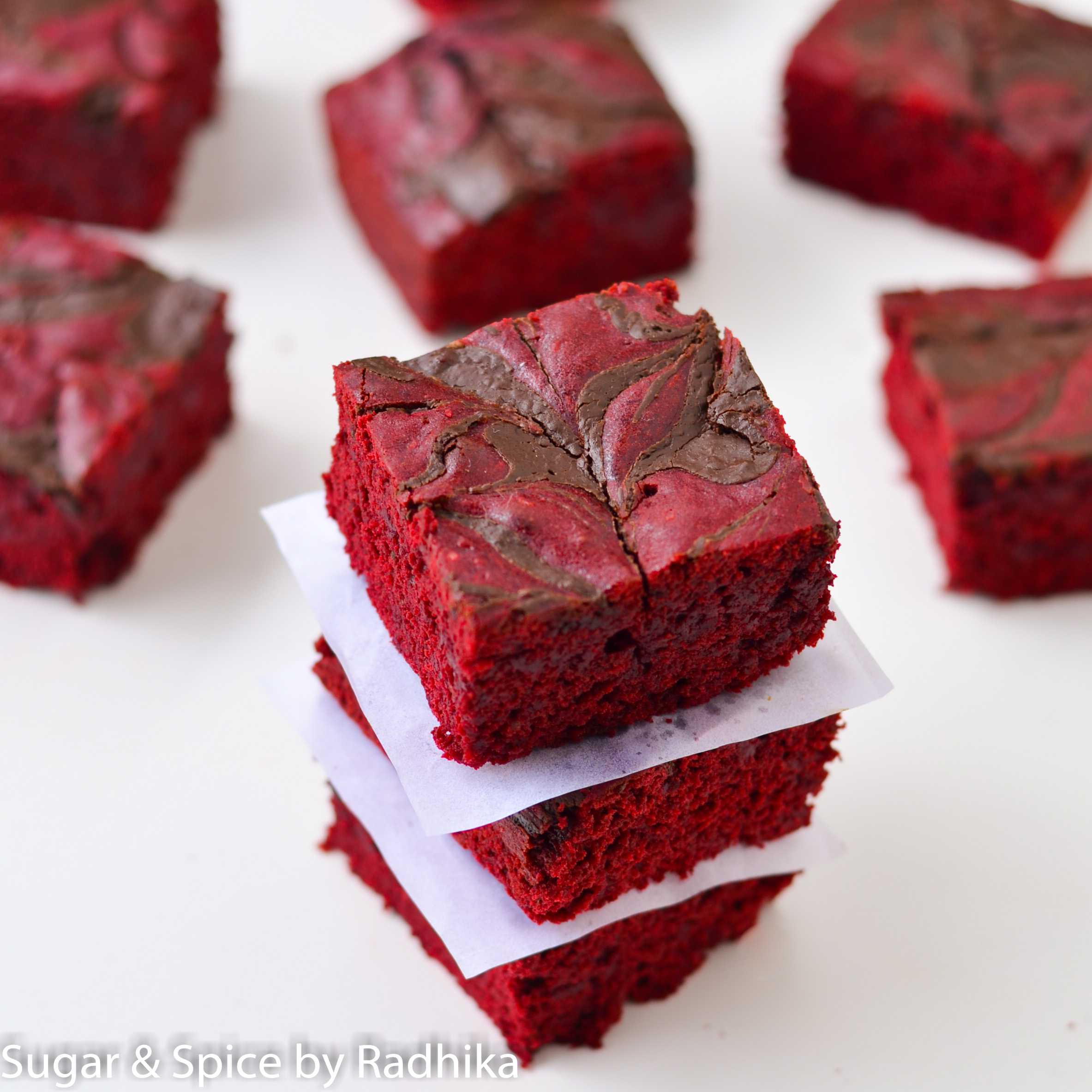 Red velvet chocolate swirl brownies