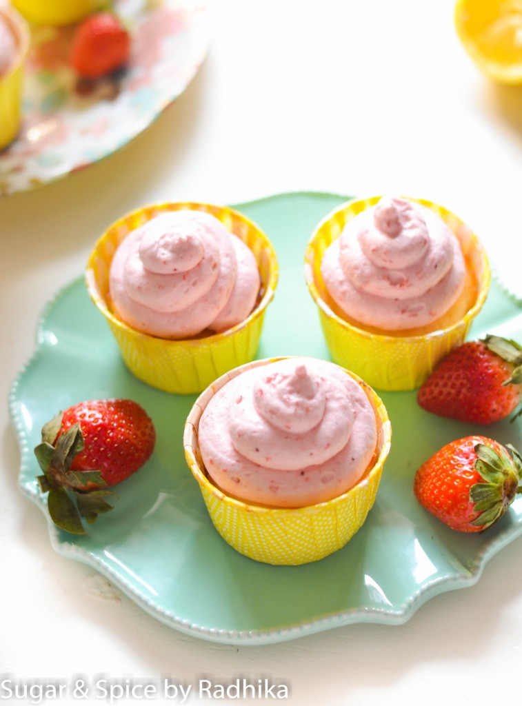 Lemon Cupcakes with Strawberry Frosting
