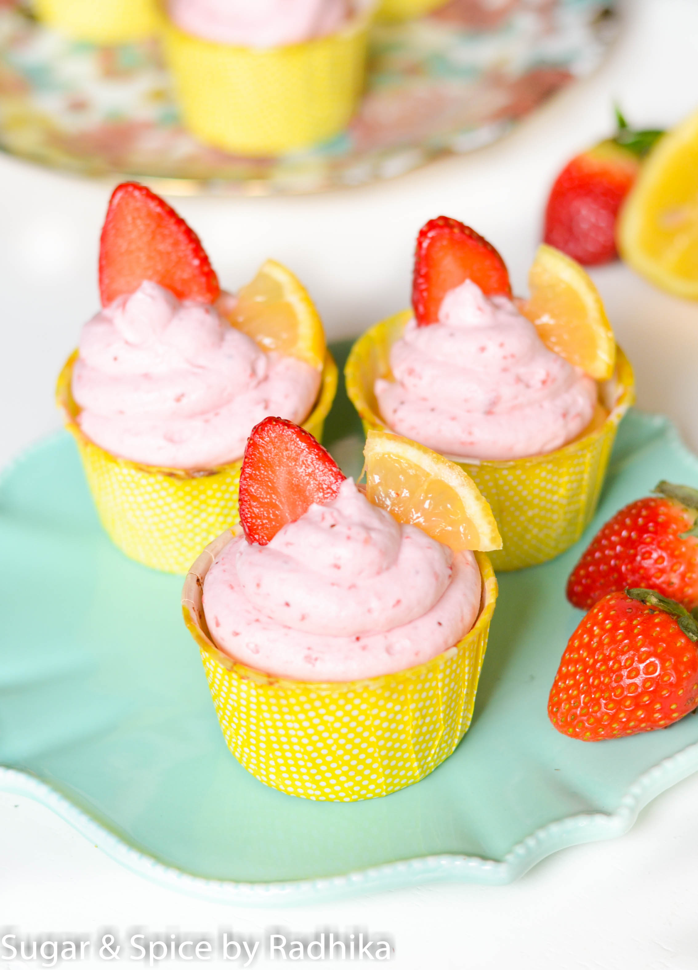 Lemon Cupcakes with Strawberry Frosting