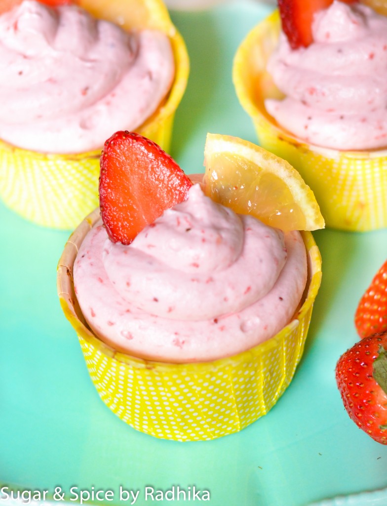 Lemon Cupcakes with Strawberry Frosting