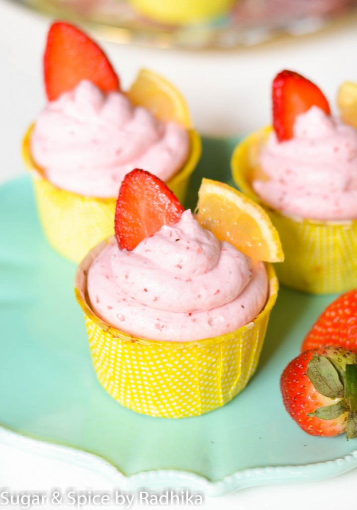 Lemon Cupcakes with Strawberry Frosting