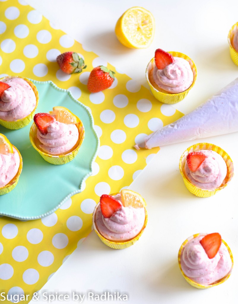Lemon Cupcakes with Strawberry Frosting
