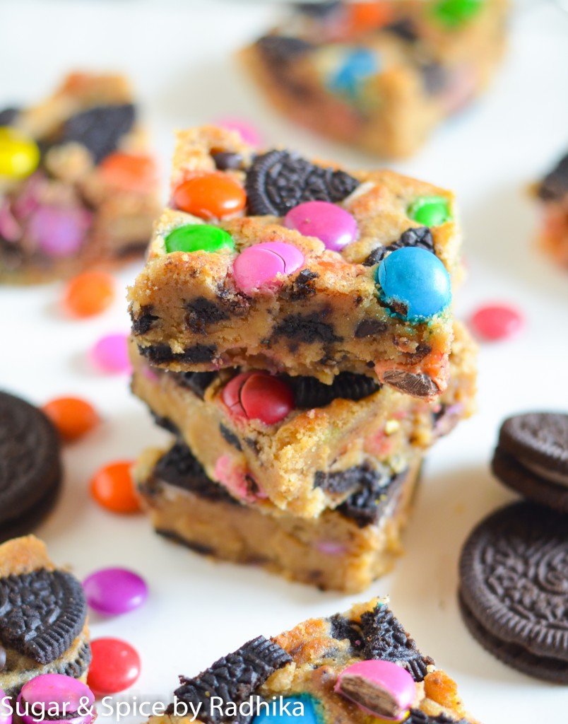 Cookie Bars with Oreo and Gems