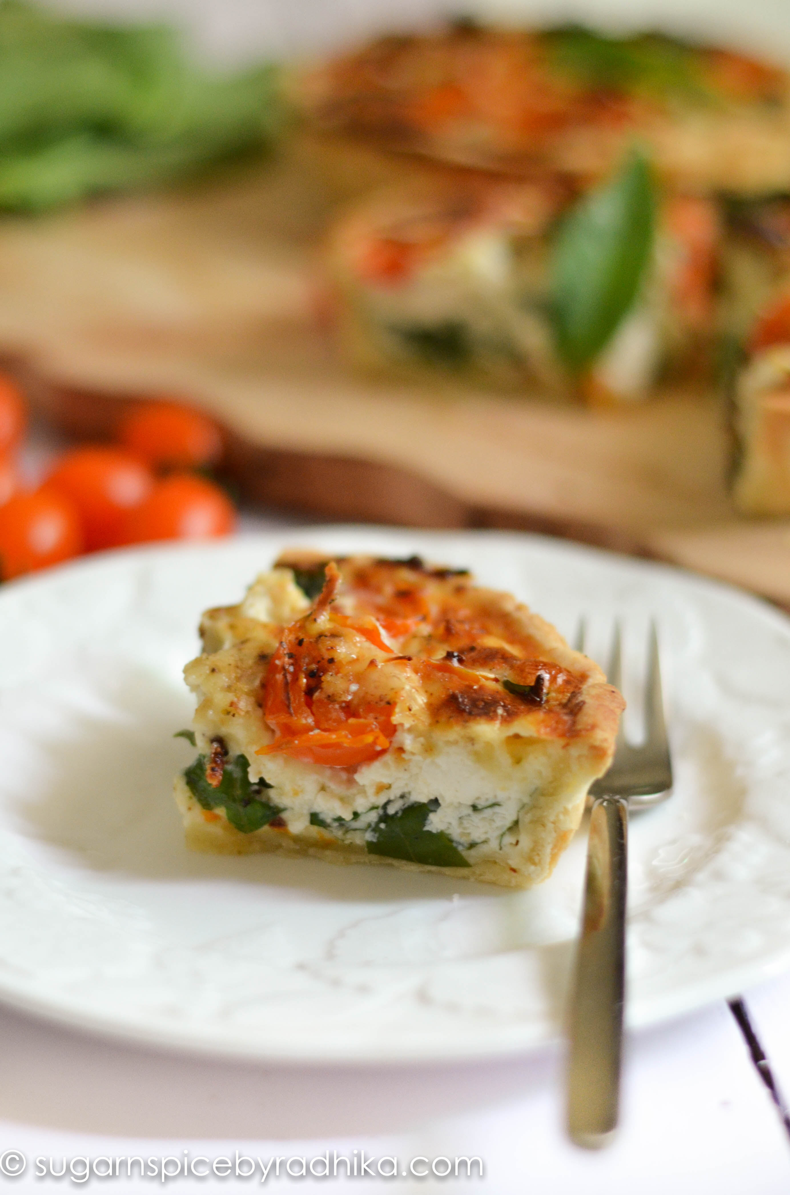Cherry Tomato and Spinach Quiche