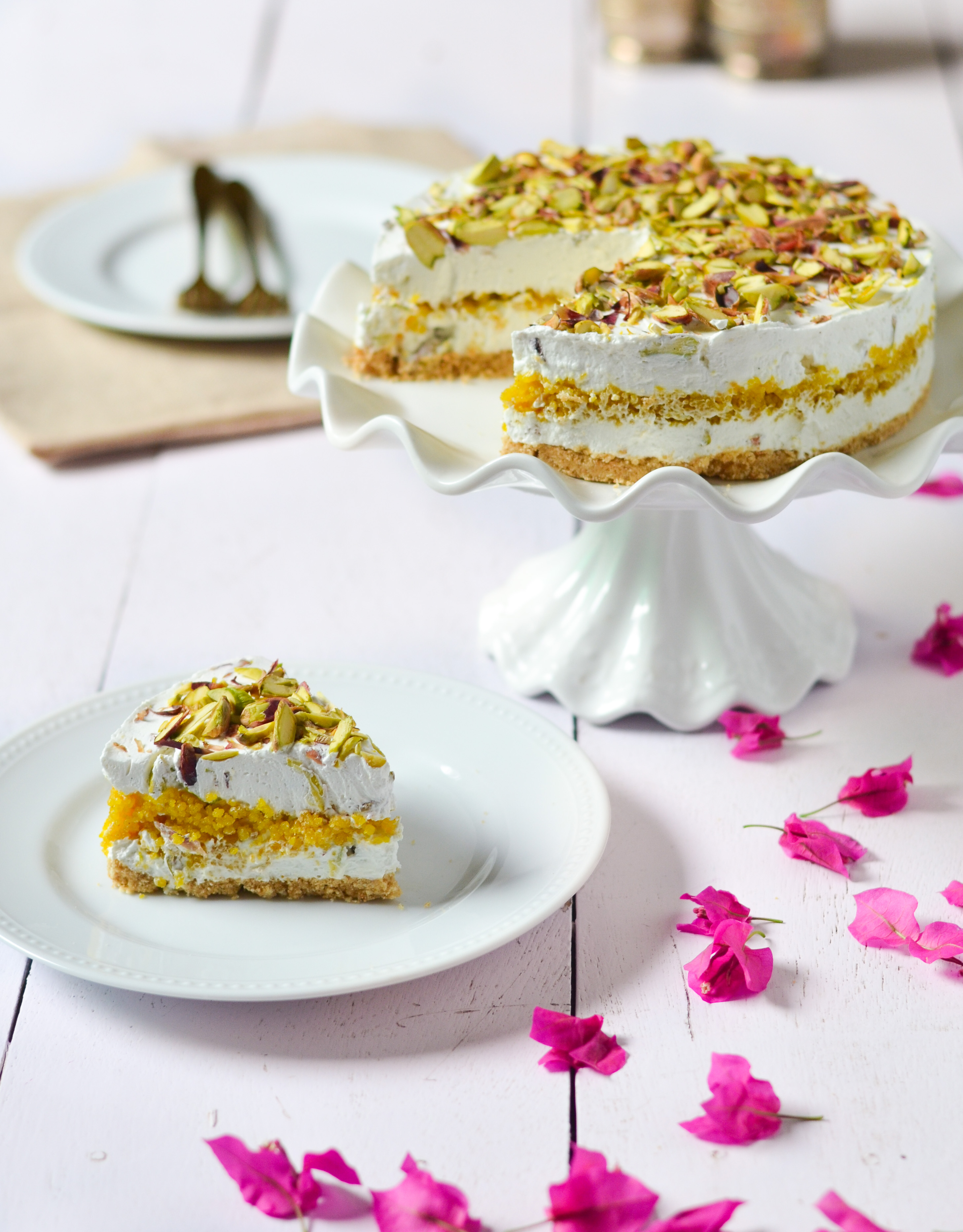 Pistachio and Boondi Cheesecake