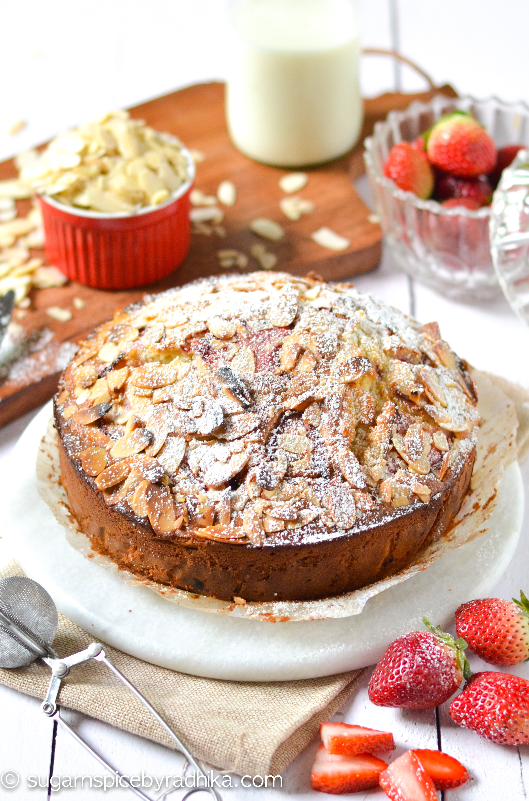 Almond and Strawberry Tea Cake