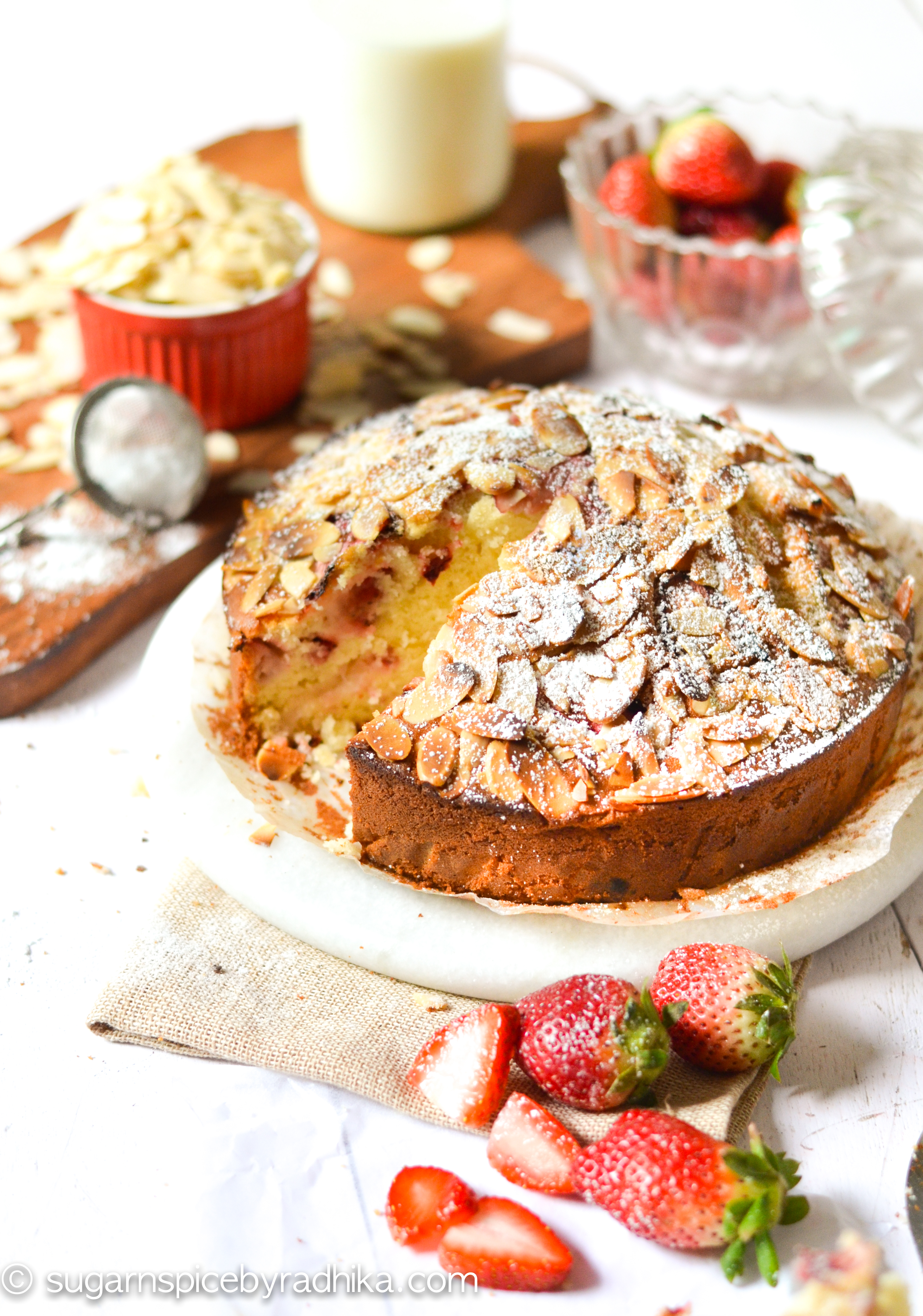 Almond and Strawberry Tea Cake