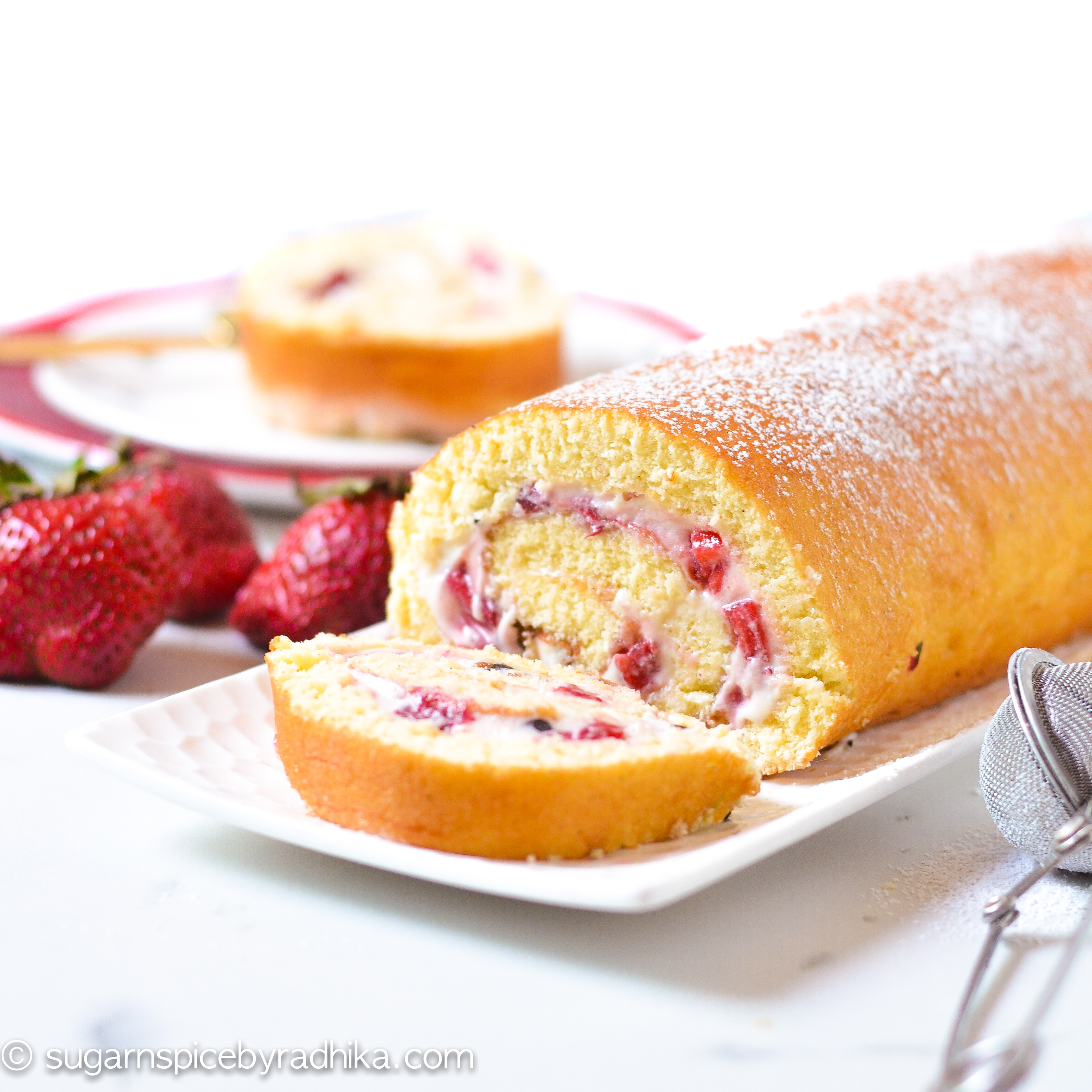Strawberry and Cream Cheese Swiss roll
