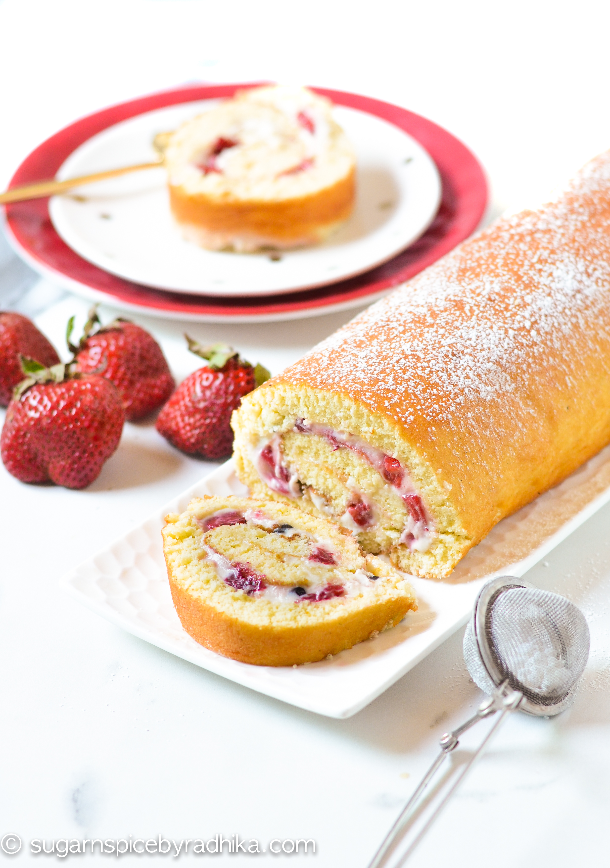 Strawberry and Cream Cheese Swiss roll