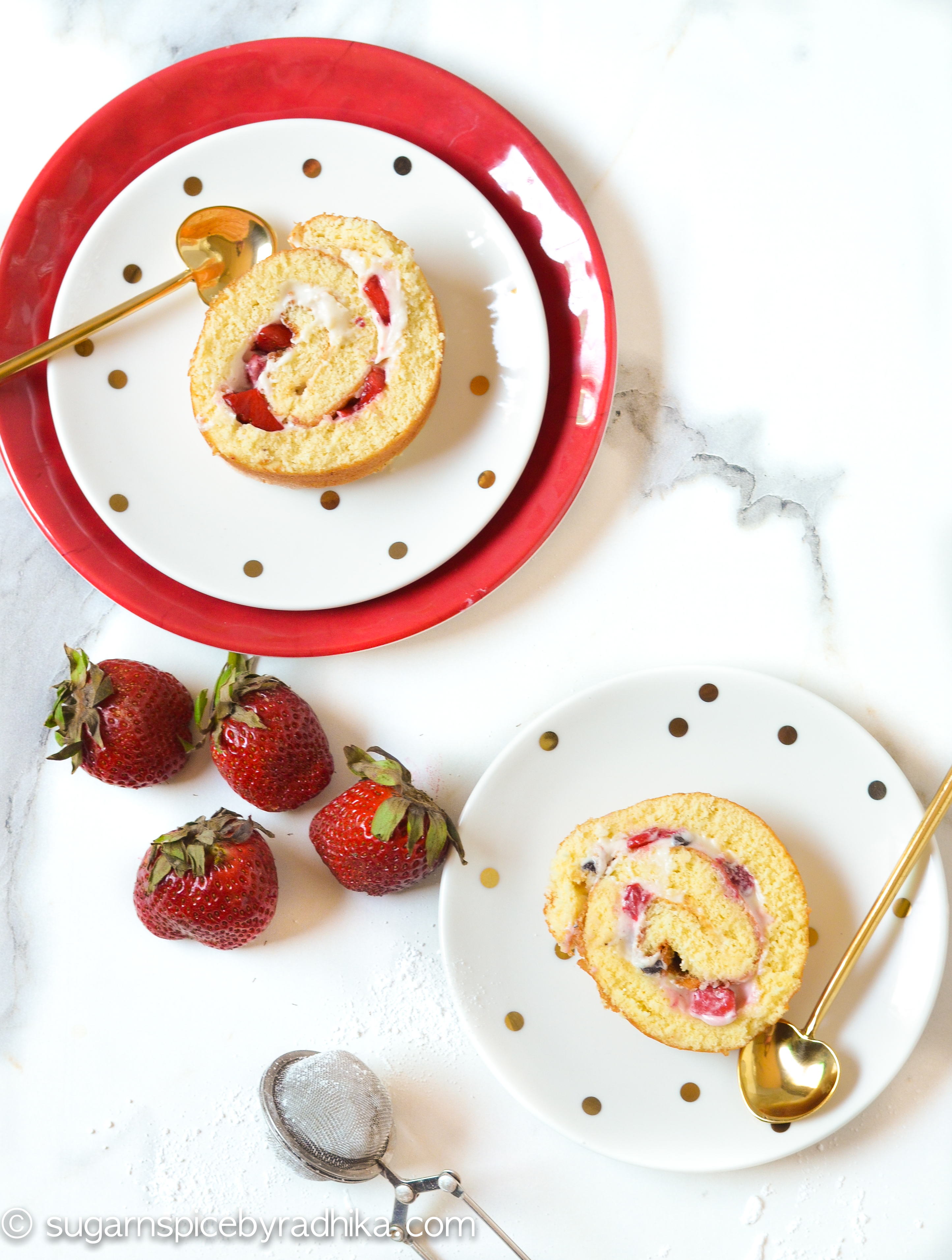 Strawberry and Cream Cheese Swiss roll