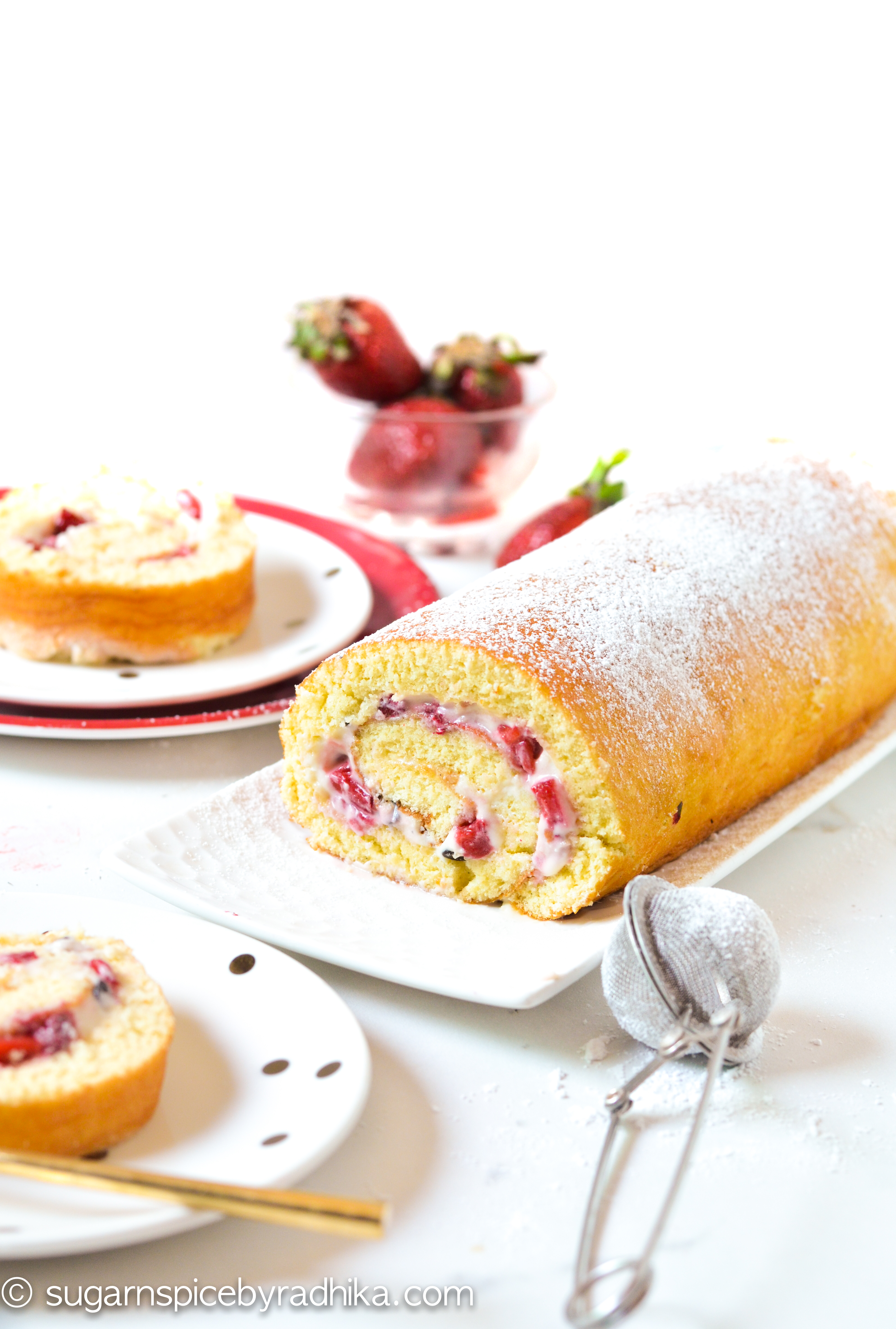 Strawberry and Cream Cheese Swiss roll