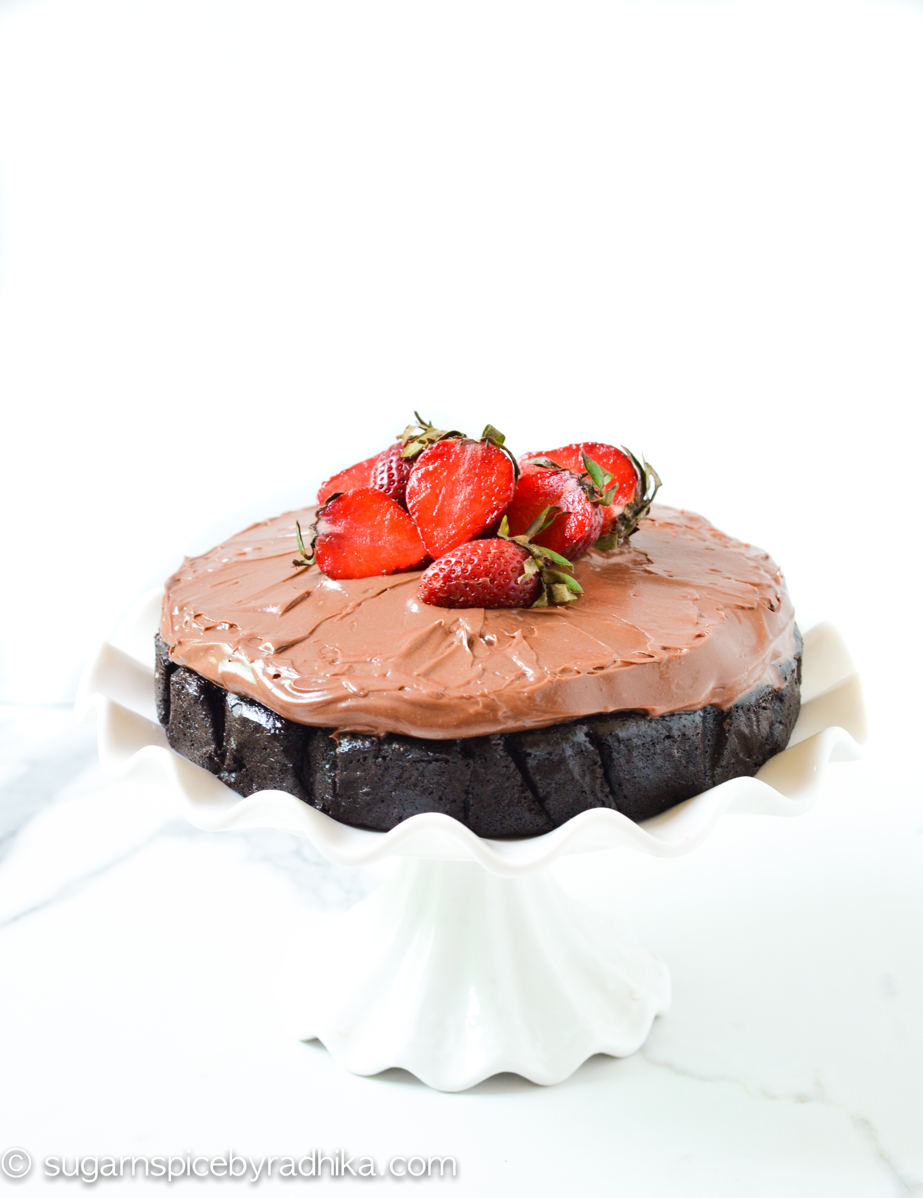 Eggless Chocolate Cake with Nutella Frosting