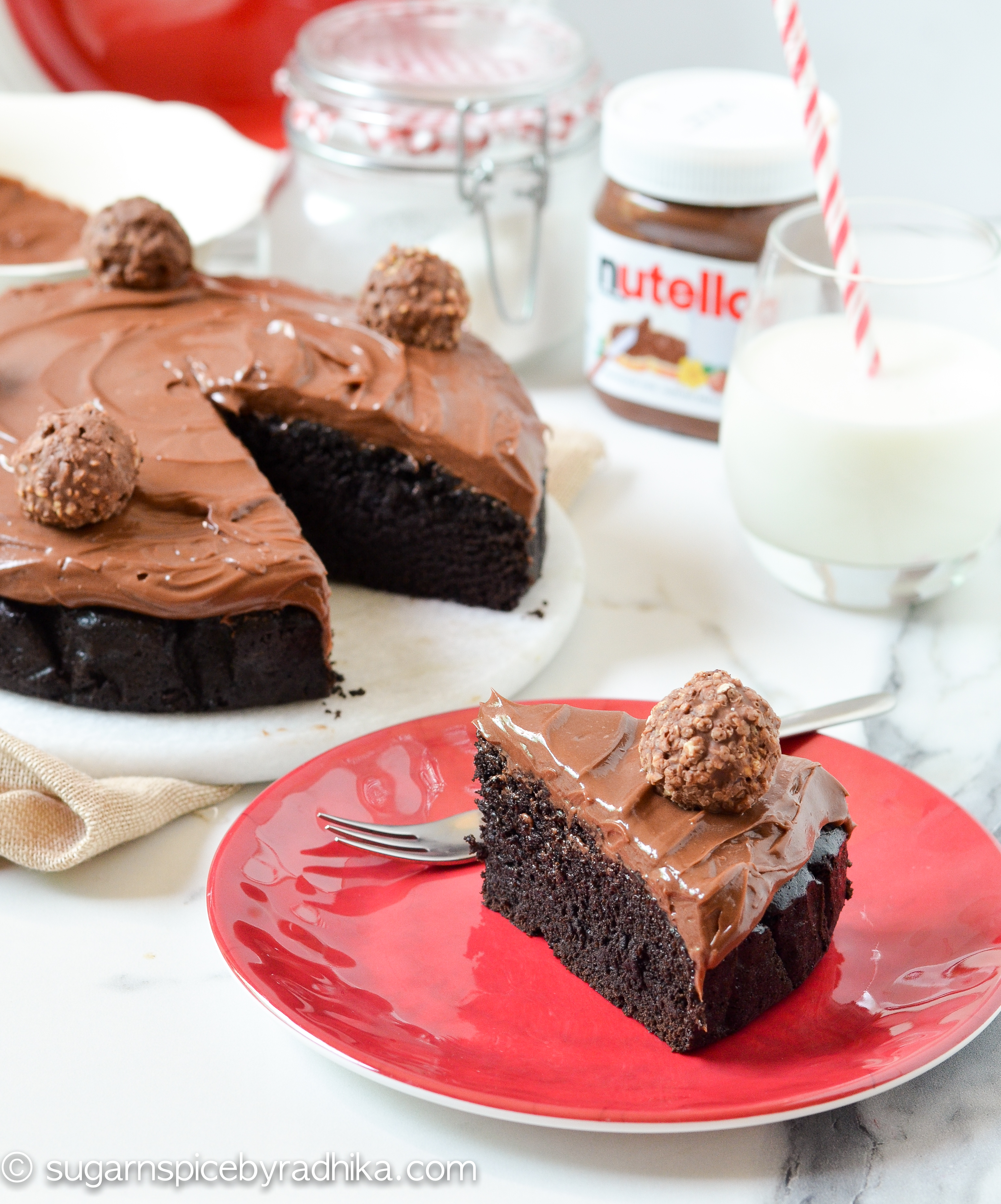 Eggless Chocolate Cake with Nutella Frosting