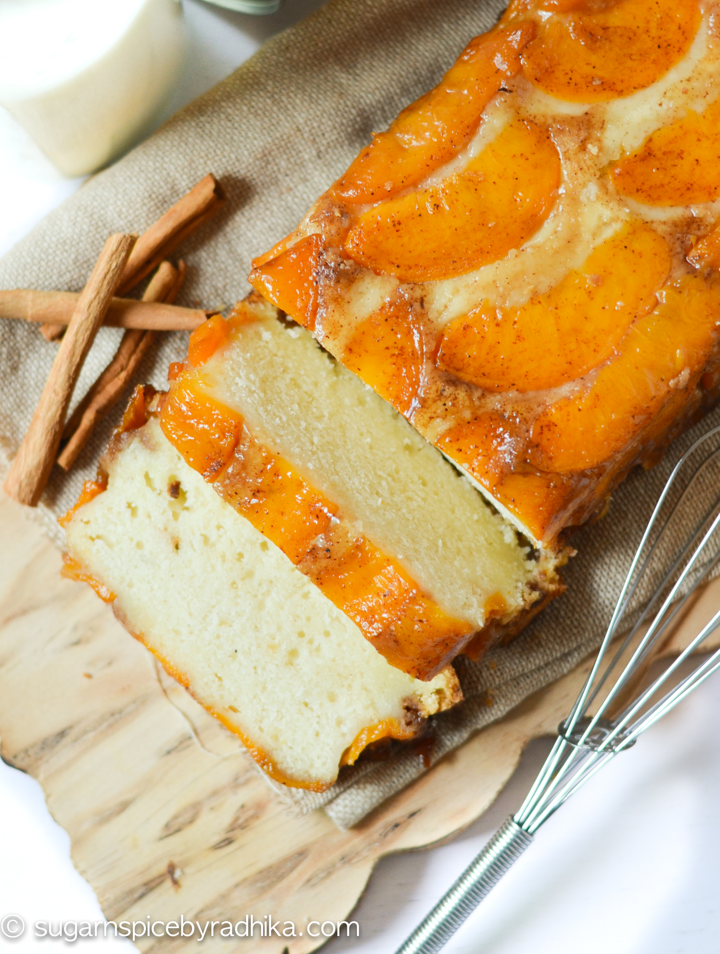 Upside Down Peach Cake (eggless)