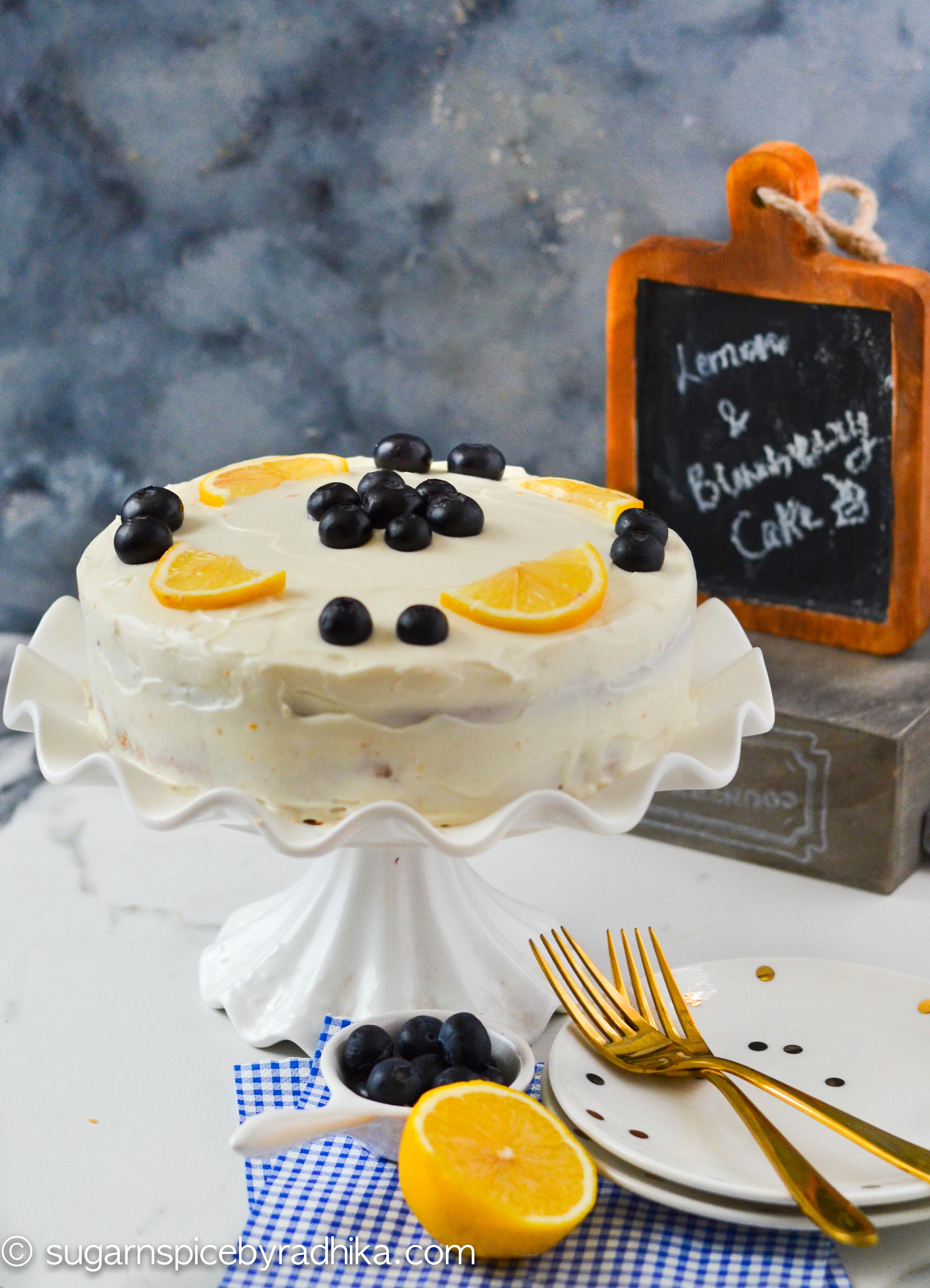 Lemon Blueberry Cake with Cream Cheese Frosting