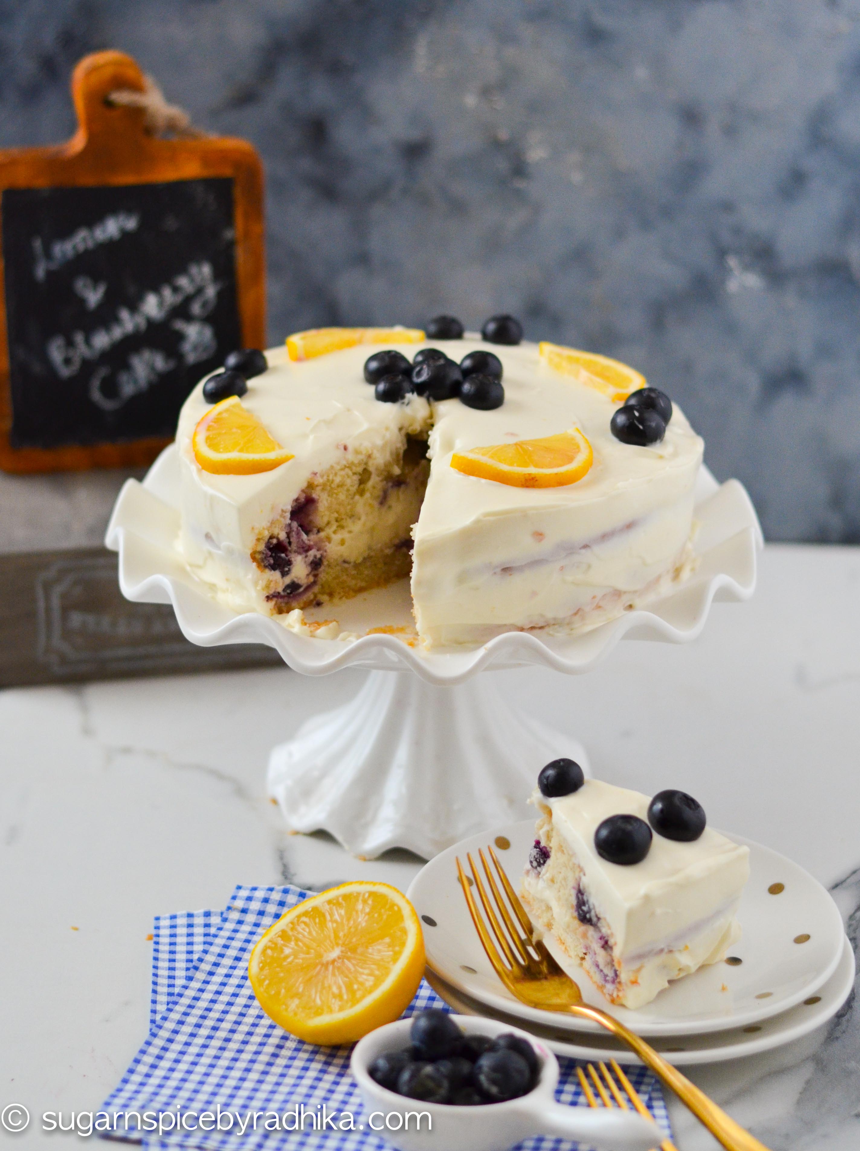Lemon Blueberry Cake with Cream Cheese Frosting