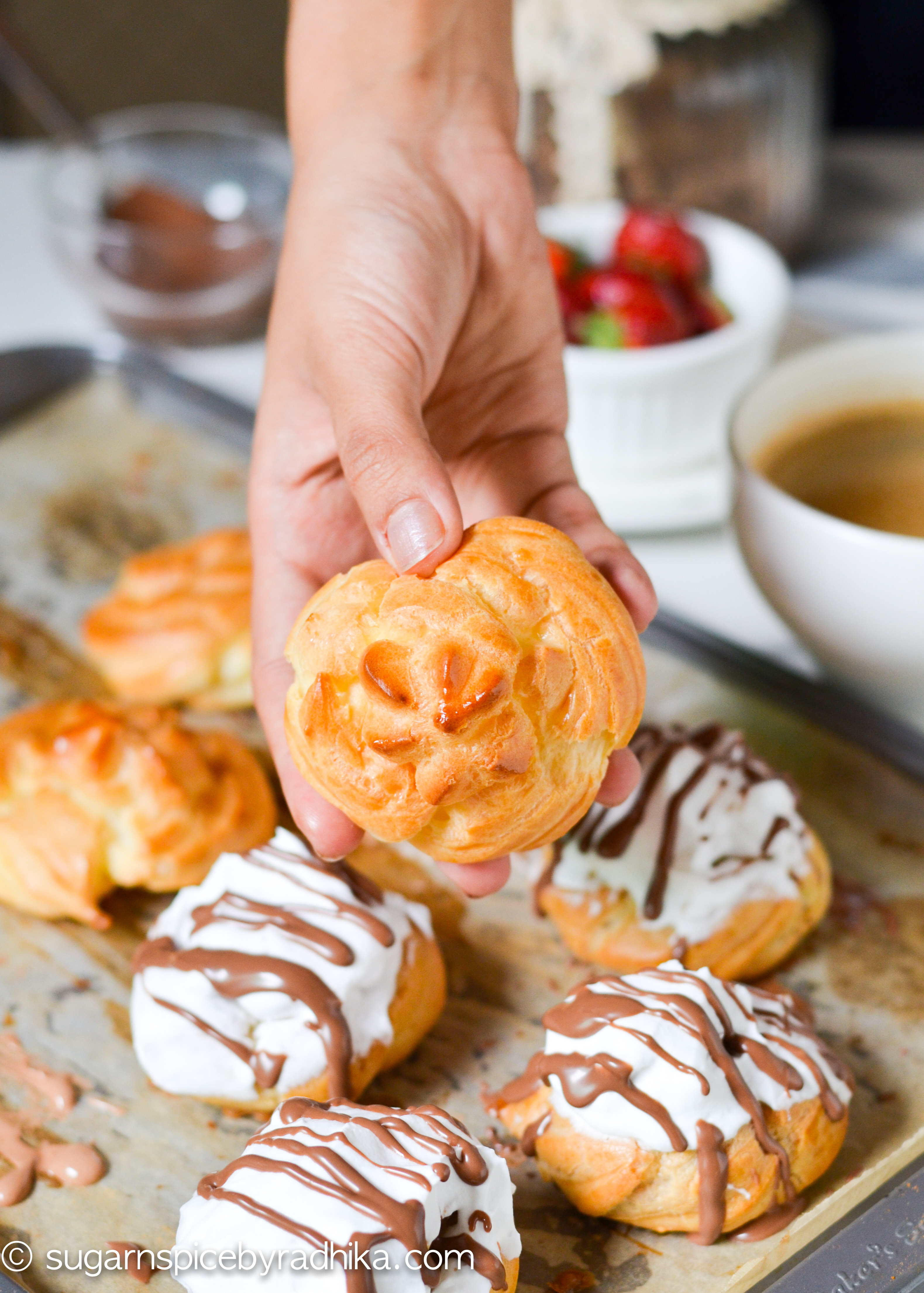 Nutella stuffed cream puffs