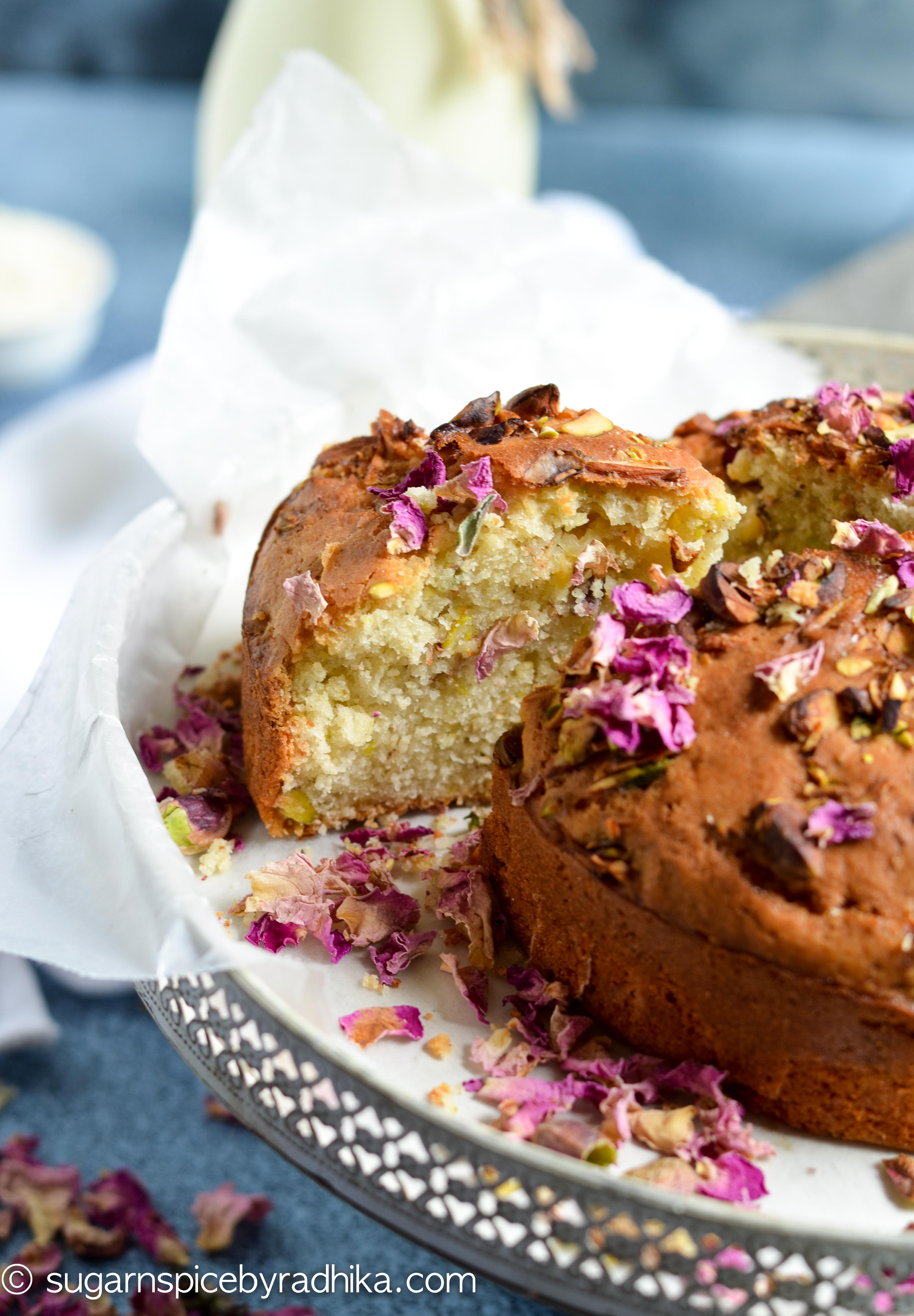 Thandai Rose Pistachio Cake