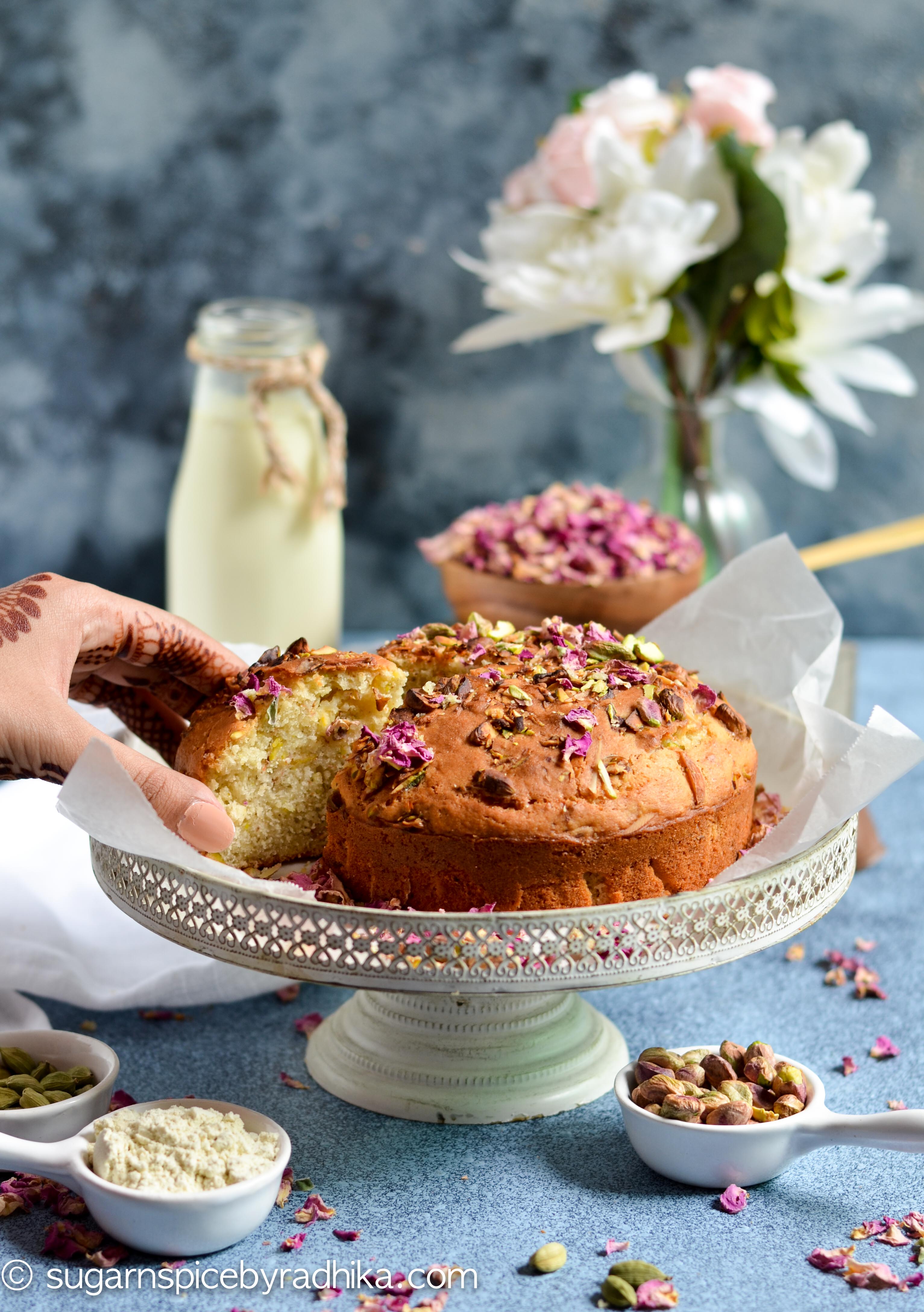 Thandai Rose Pistachio Cake