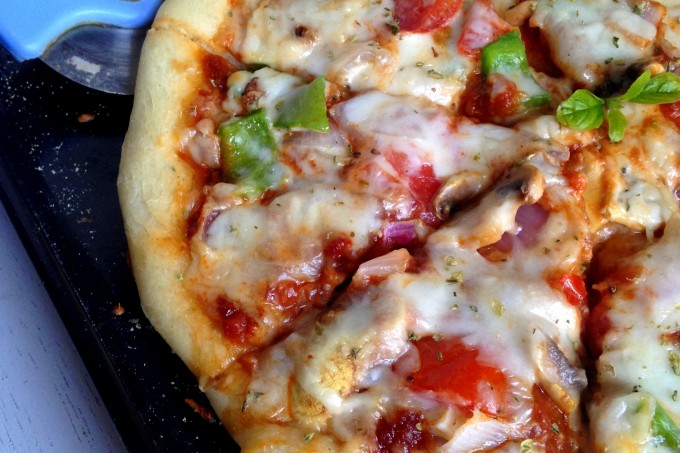 Homemade classic veggie pizza