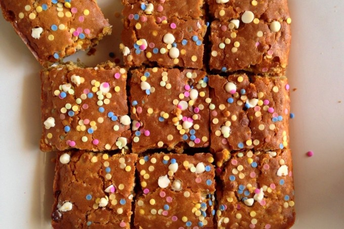 White Chocolate Sprinkle Blondie