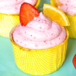 Lemon Cupcakes with Strawberry Frosting