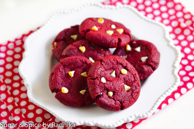 Red Velvet White Chocolate Chip Cookies