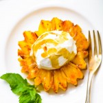 Grilled Pineapple with Frozen Yogurt and Rum Syrup