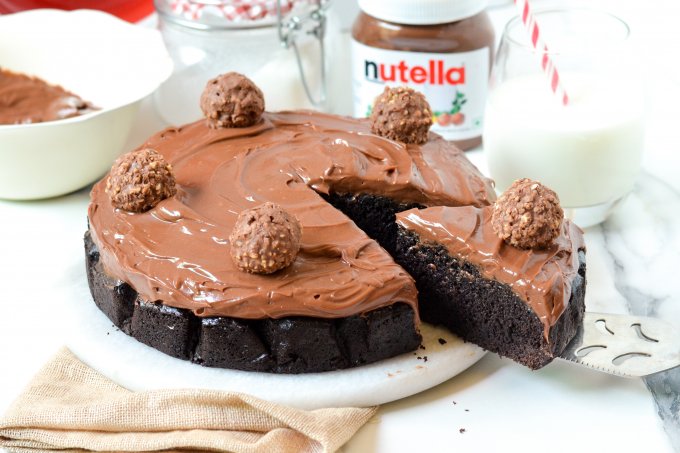 Eggless Chocolate Cake with Nutella Frosting