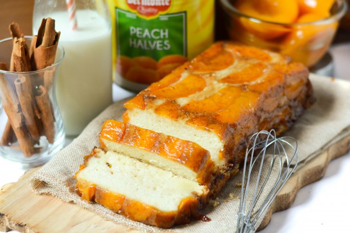 Upside Down Peach Cake (eggless)