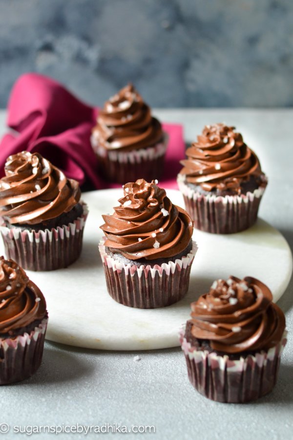 Eggless Chocolate Cupcakes with Chocolate Buttercream Frosting